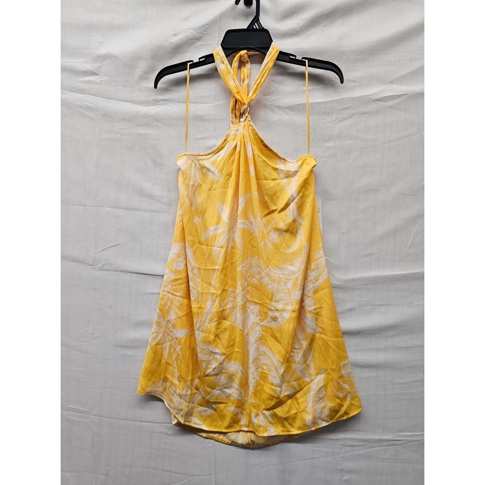 A New Day Womens O Ring Halter Mini Dress Yellow Polyester Tropical Size Small